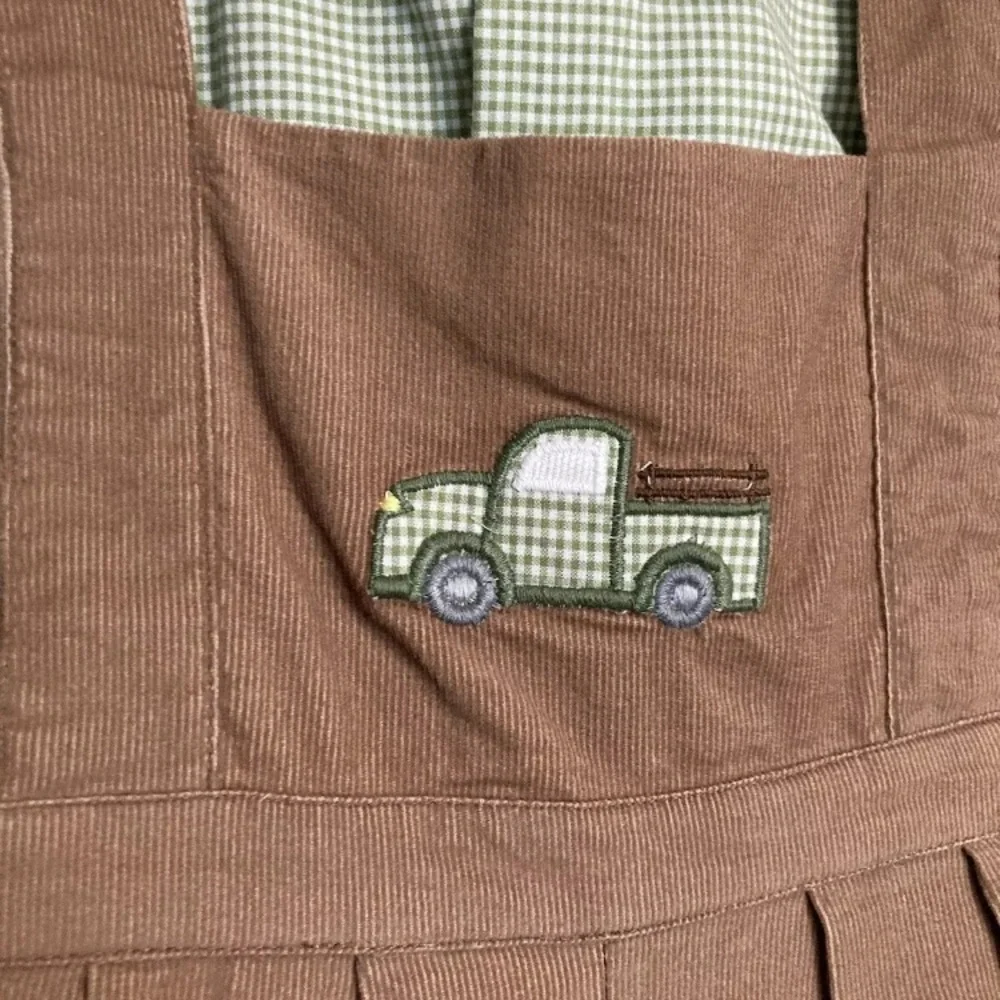 8-20 NWT Petit Ami  Boys Brown Soft Corduroy Longall pickup truck Sz 24 Months